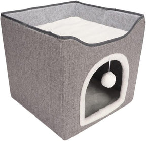 Grotta Letto per Gatti CaveWarm™ – Struttura Stabile & Pompon, Ideale per Inverno e Estate